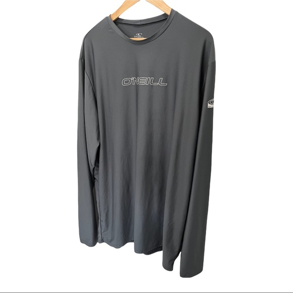 ONEILL SLIM FIT  SLATE GRAY ATHLETIC LONG SLEEVE LOGO UV PROTECTION SHIRT - Picture 5 of 11